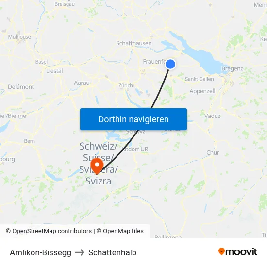 Amlikon-Bissegg to Schattenhalb map