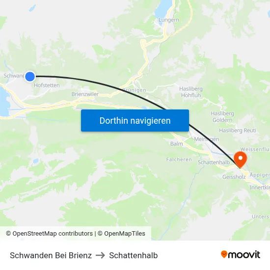 Schwanden Bei Brienz to Schattenhalb map