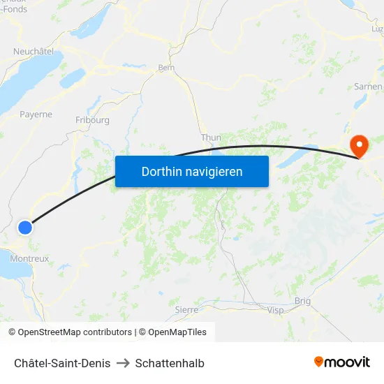Châtel-Saint-Denis to Schattenhalb map