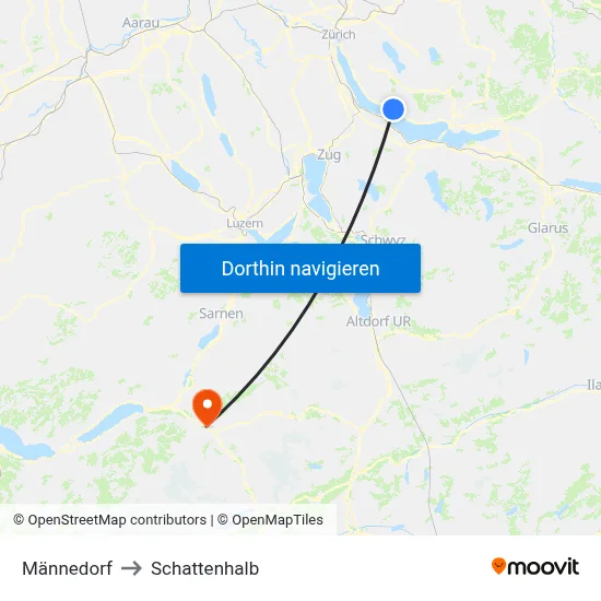 Männedorf to Schattenhalb map