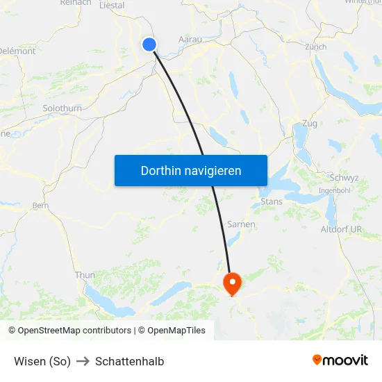 Wisen (So) to Schattenhalb map