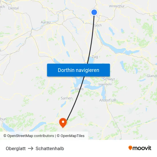 Oberglatt to Schattenhalb map