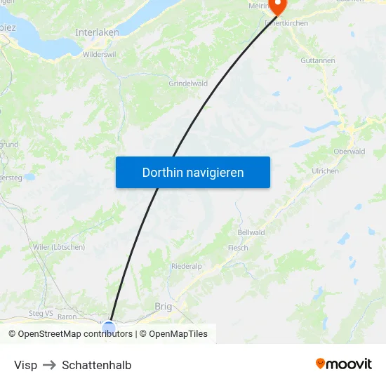 Visp to Schattenhalb map
