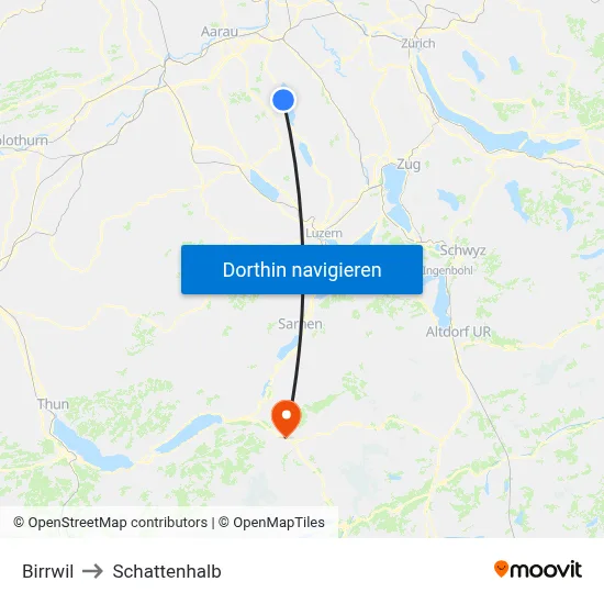 Birrwil to Schattenhalb map