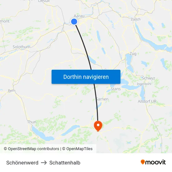 Schönenwerd to Schattenhalb map