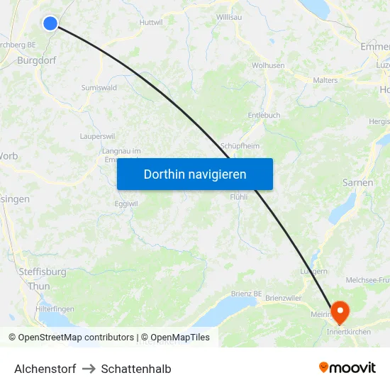 Alchenstorf to Schattenhalb map