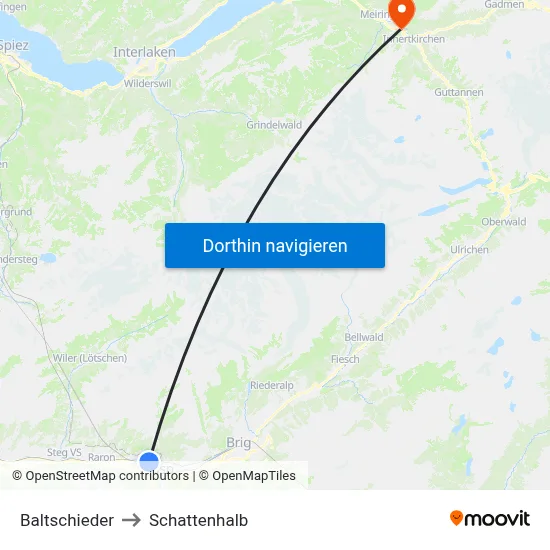 Baltschieder to Schattenhalb map