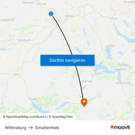 Wittinsburg to Schattenhalb map