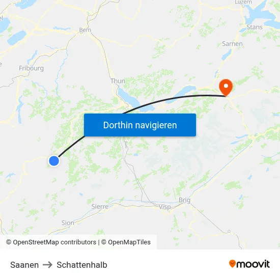 Saanen to Schattenhalb map