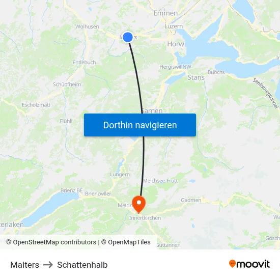 Malters to Schattenhalb map