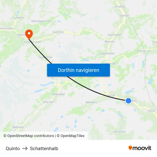 Quinto to Schattenhalb map