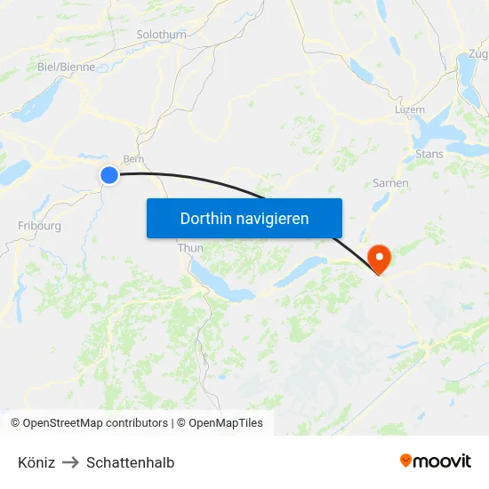 Köniz to Schattenhalb map