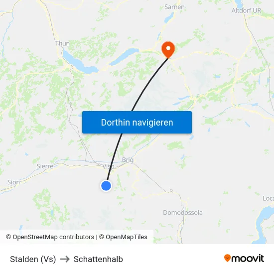 Stalden (Vs) to Schattenhalb map
