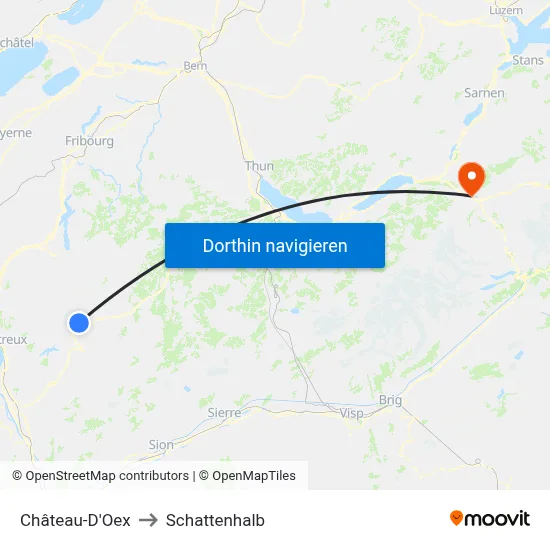 Château-D'Oex to Schattenhalb map