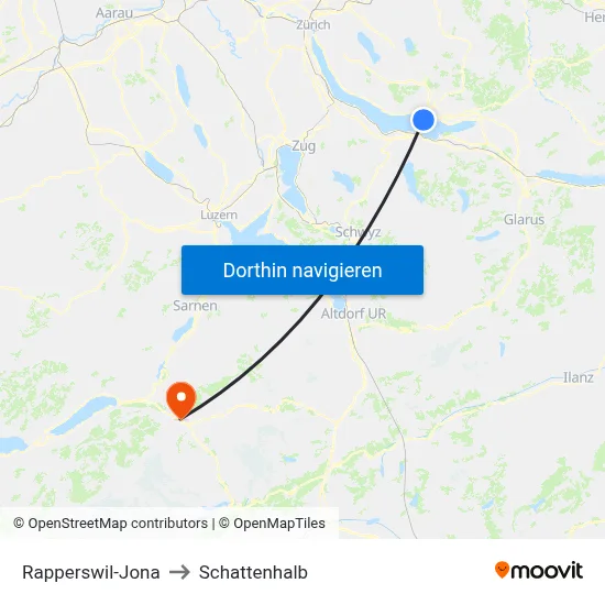 Rapperswil-Jona to Schattenhalb map