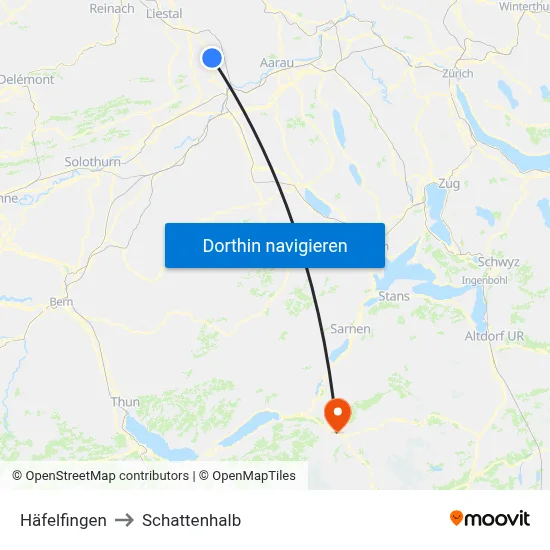 Häfelfingen to Schattenhalb map