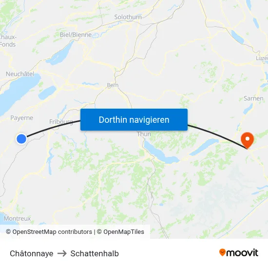 Châtonnaye to Schattenhalb map
