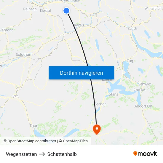 Wegenstetten to Schattenhalb map