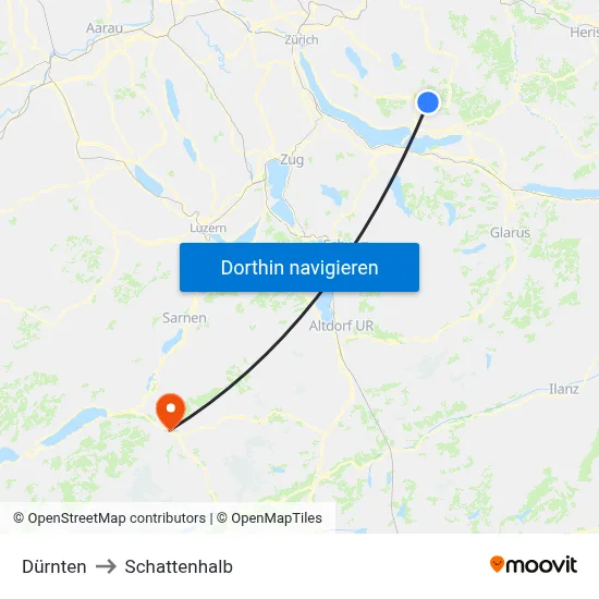 Dürnten to Schattenhalb map