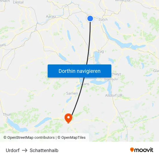 Urdorf to Schattenhalb map