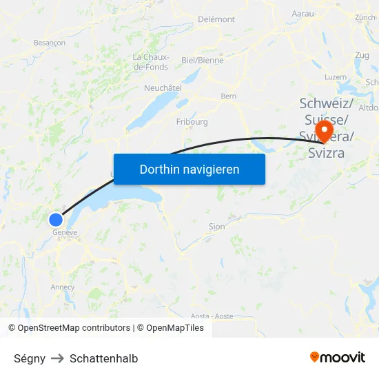 Ségny to Schattenhalb map