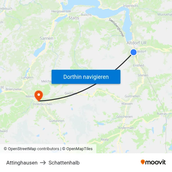 Attinghausen to Schattenhalb map