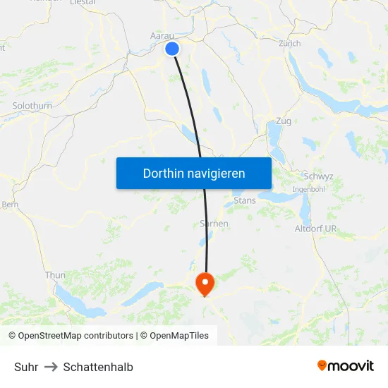 Suhr to Schattenhalb map