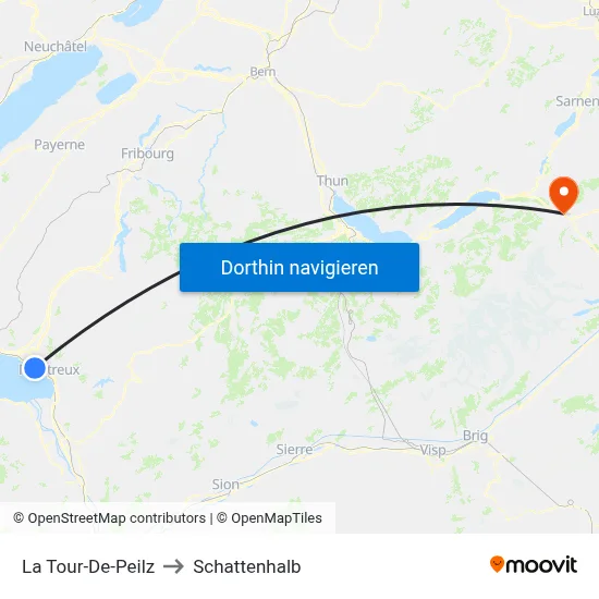 La Tour-De-Peilz to Schattenhalb map
