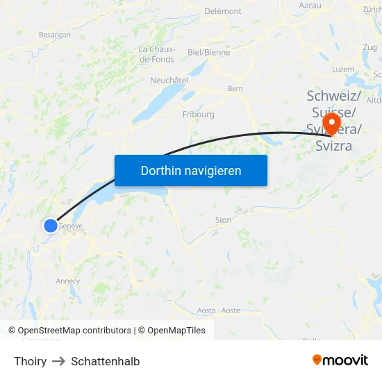 Thoiry to Schattenhalb map