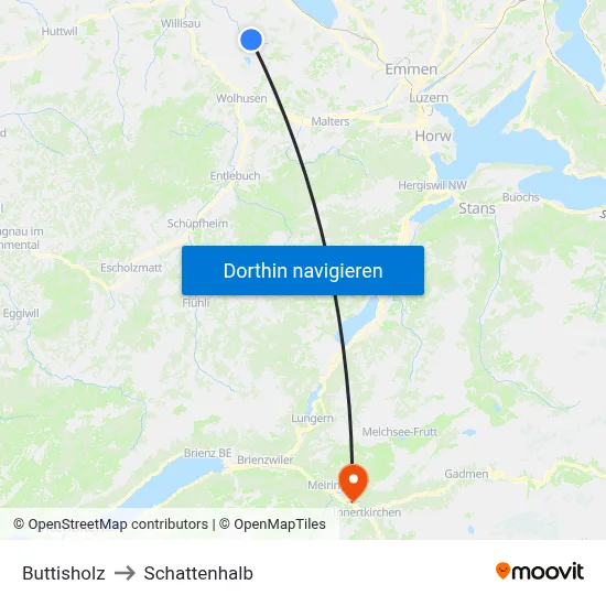 Buttisholz to Schattenhalb map