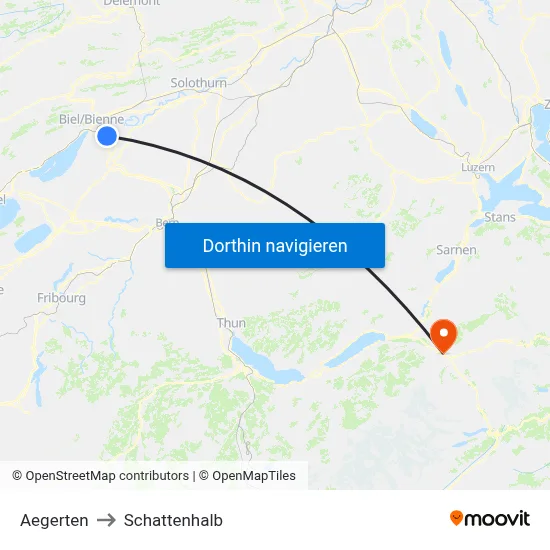 Aegerten to Schattenhalb map