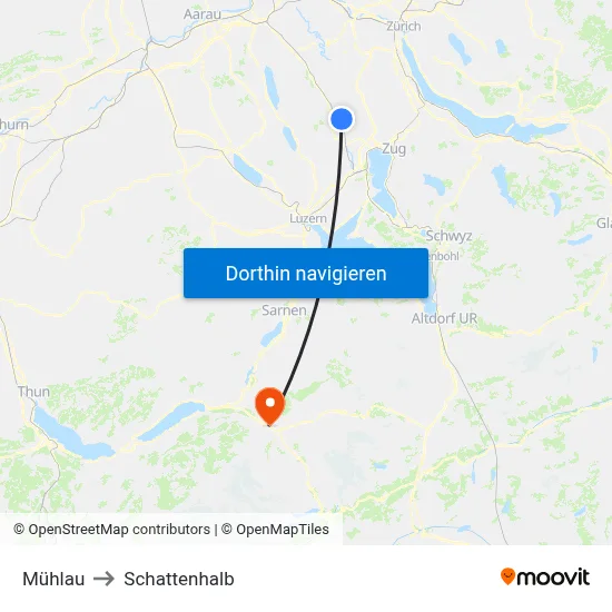 Mühlau to Schattenhalb map