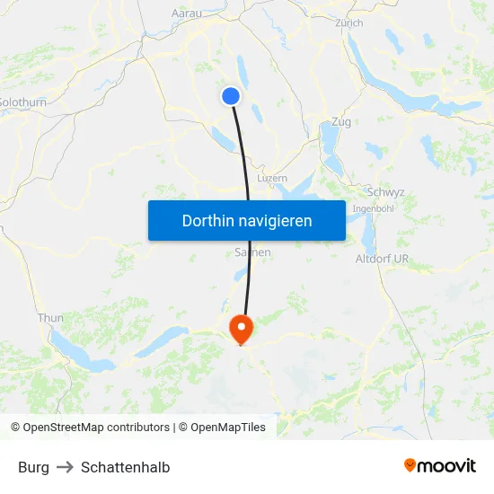 Burg to Schattenhalb map