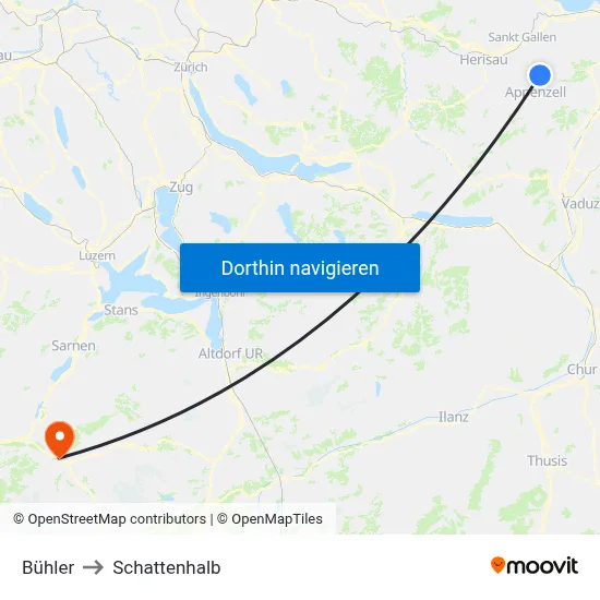 Bühler to Schattenhalb map