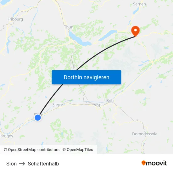 Sion to Schattenhalb map