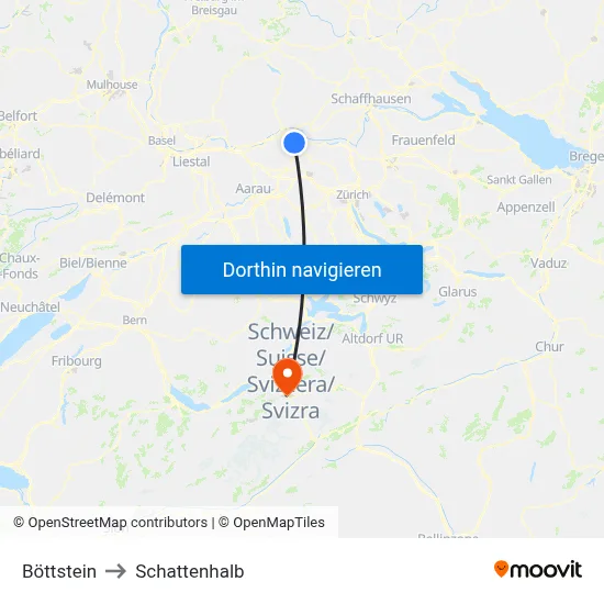 Böttstein to Schattenhalb map