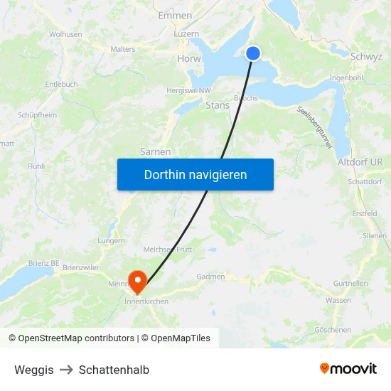 Weggis to Schattenhalb map