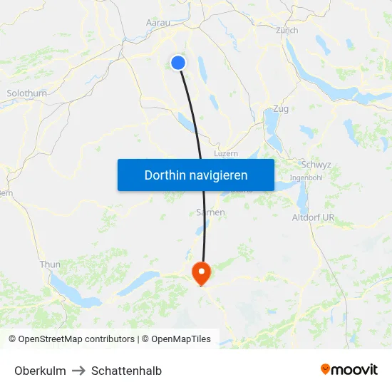 Oberkulm to Schattenhalb map
