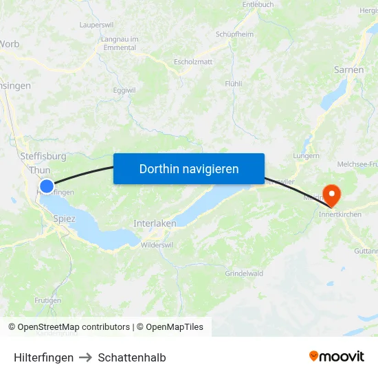 Hilterfingen to Schattenhalb map
