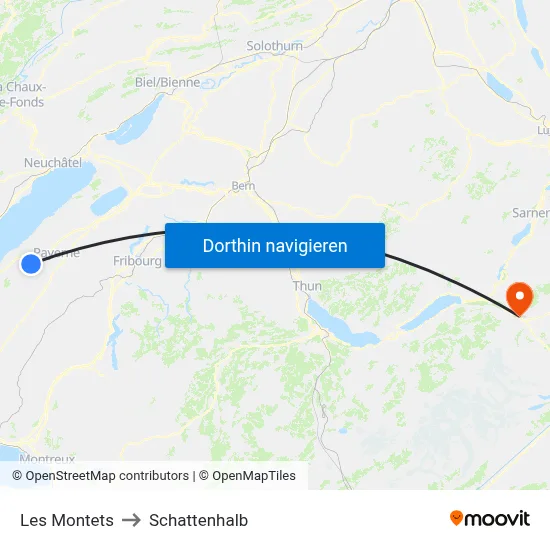 Les Montets to Schattenhalb map