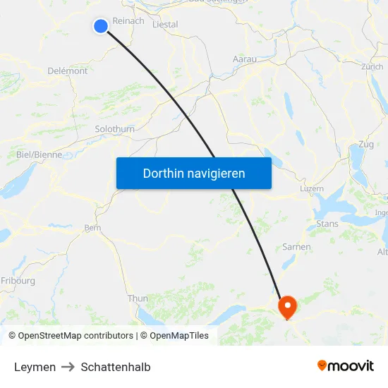 Leymen to Schattenhalb map