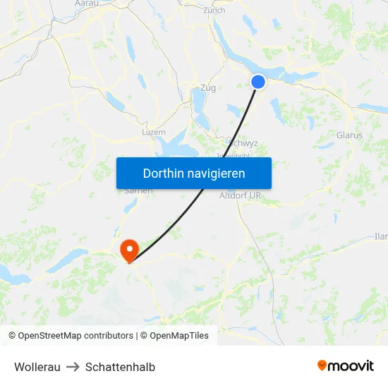 Wollerau to Schattenhalb map