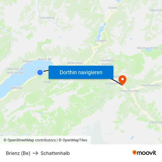 Brienz (Be) to Schattenhalb map