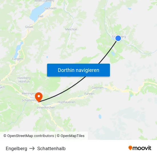 Engelberg to Schattenhalb map