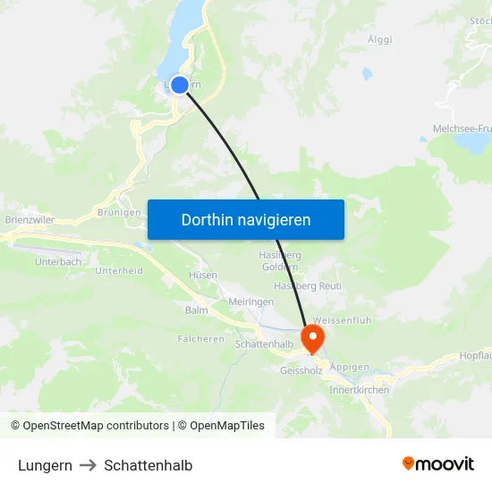 Lungern to Schattenhalb map