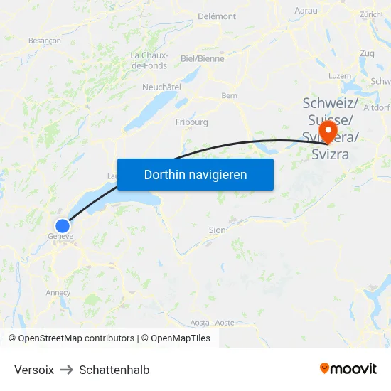 Versoix to Schattenhalb map
