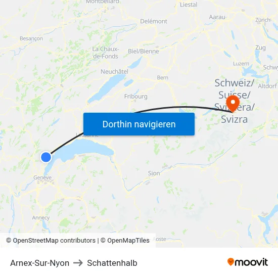 Arnex-Sur-Nyon to Schattenhalb map