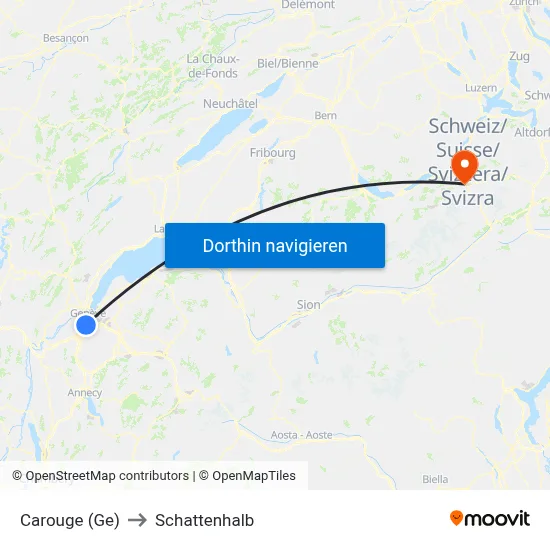 Carouge (Ge) to Schattenhalb map