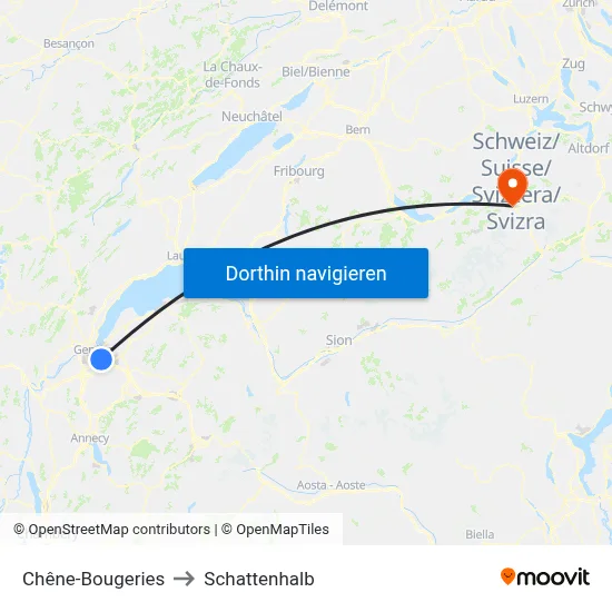 Chêne-Bougeries to Schattenhalb map
