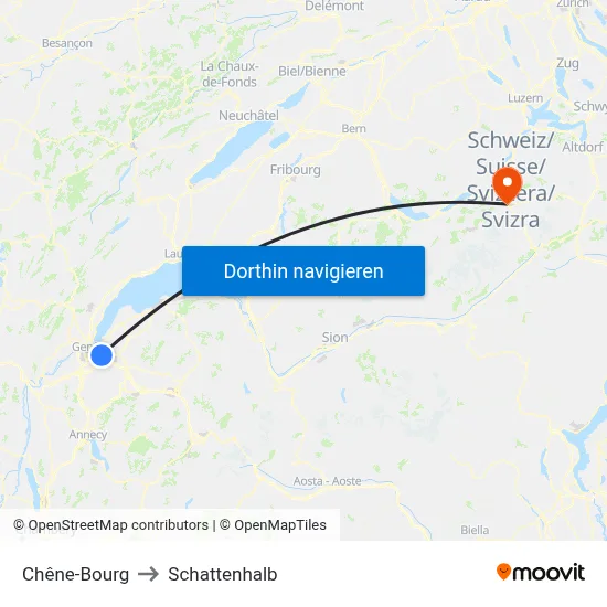 Chêne-Bourg to Schattenhalb map